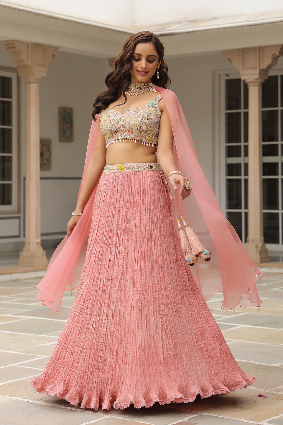Gulzar Pink Choker Lehenga Set