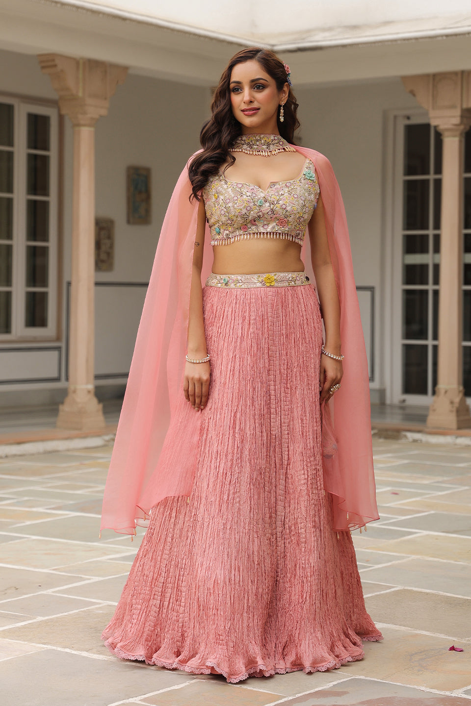 Gulzar Pink Choker Lehenga Set