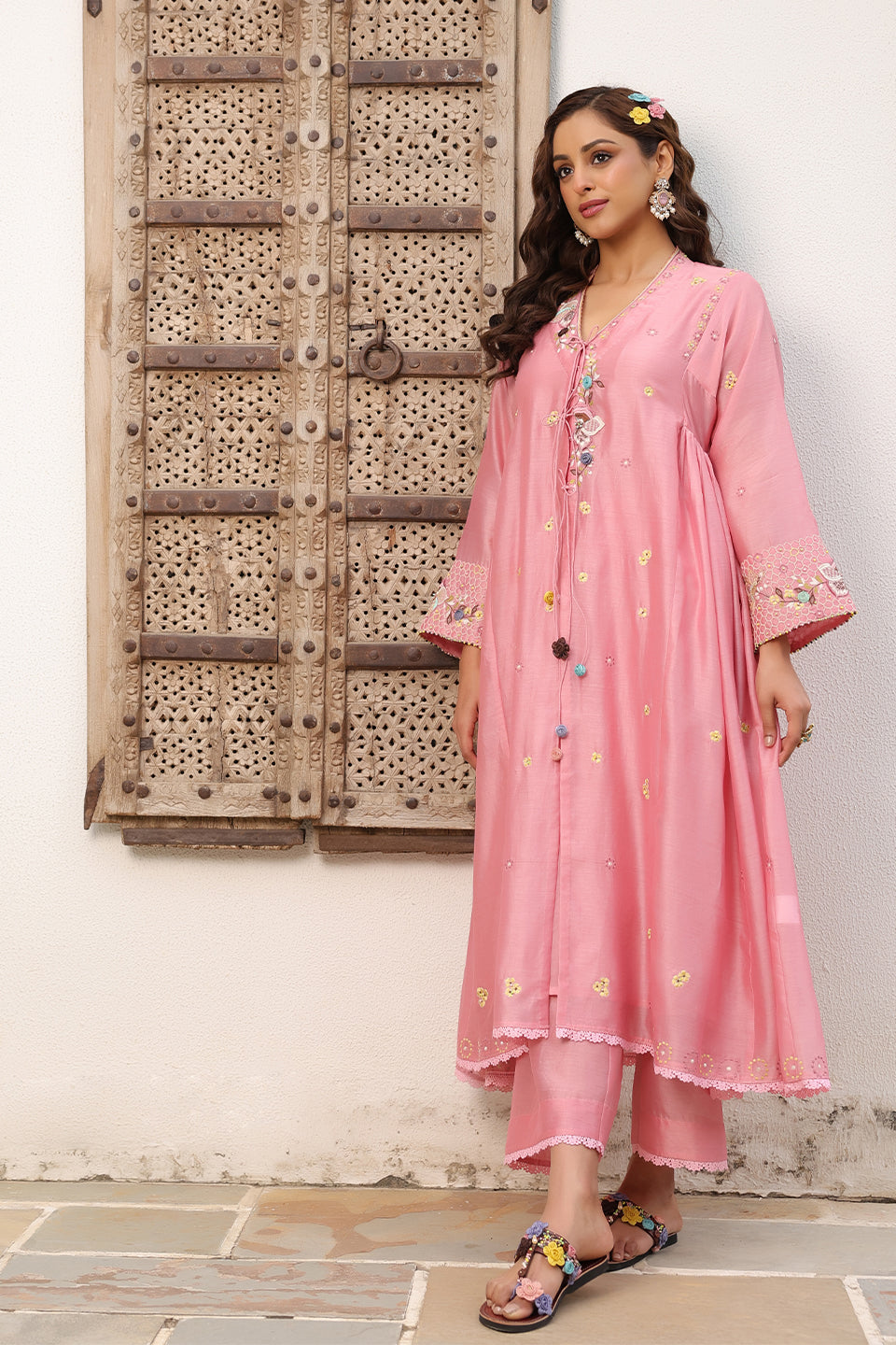 Gulzar Pink Kalidaar Set