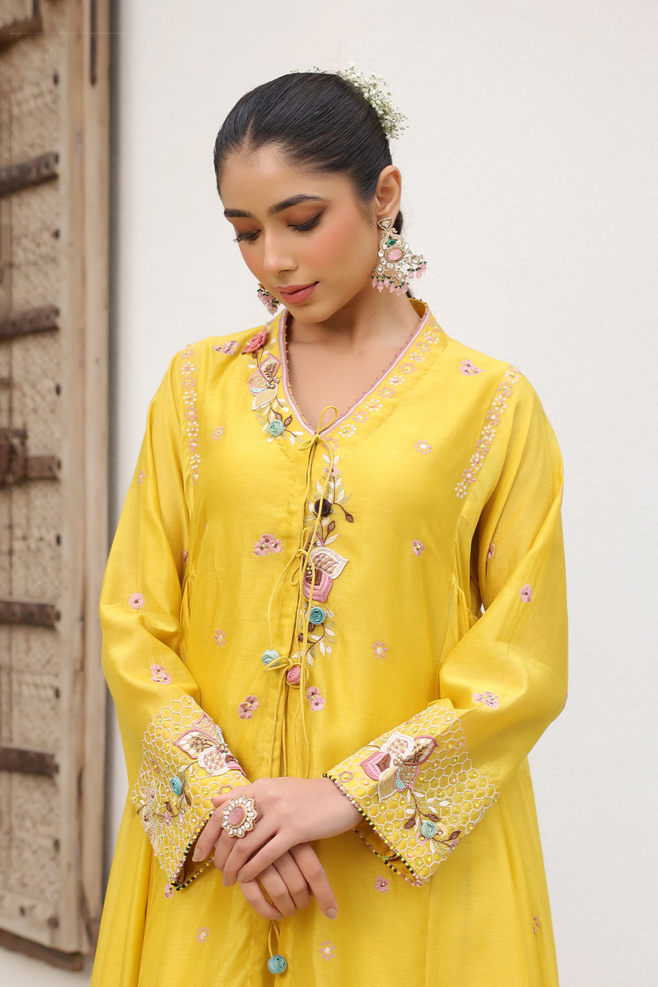 Gulzar Yellow Kalidaar Set