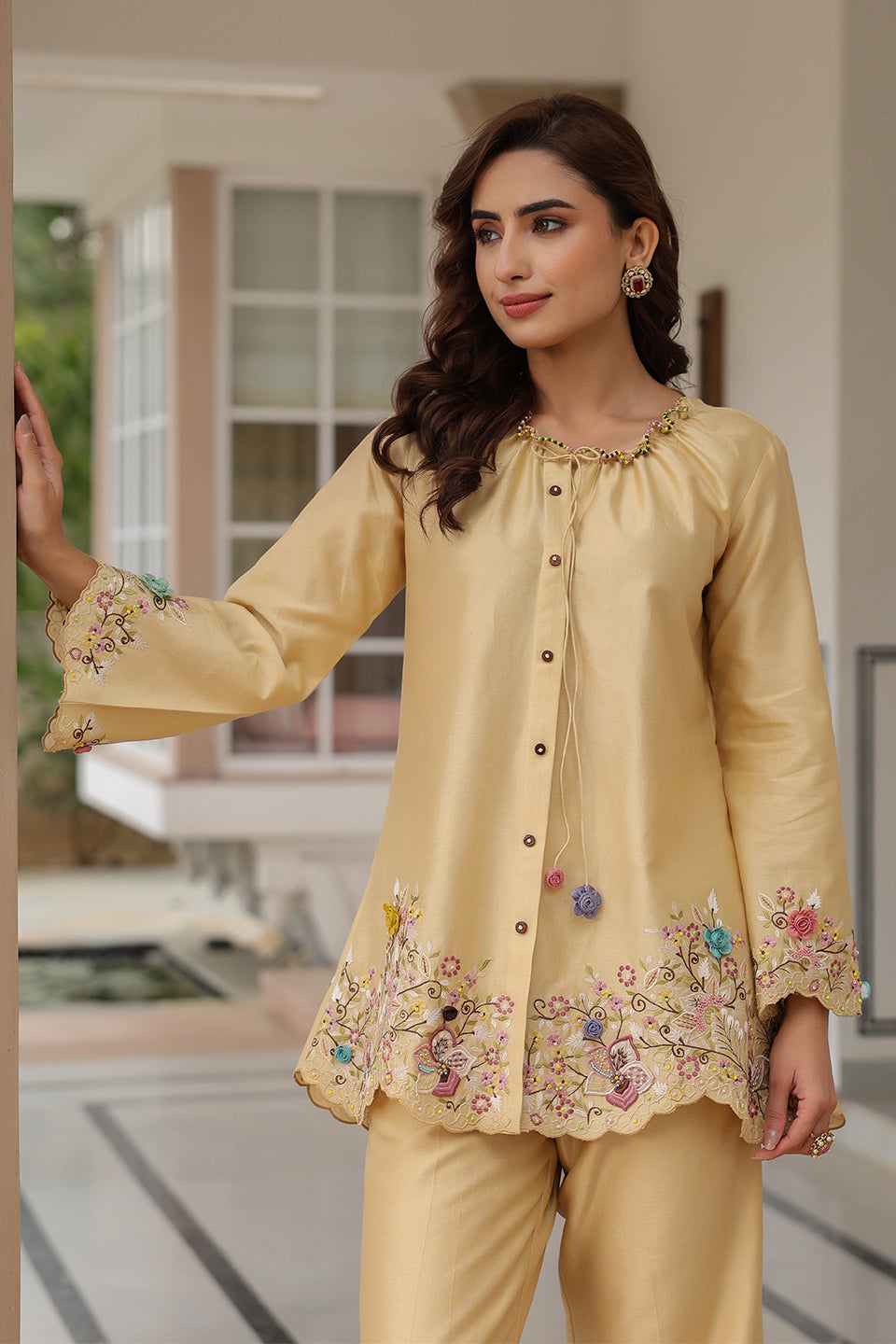 Gulzar Ivory Scallop Co-ord Set
