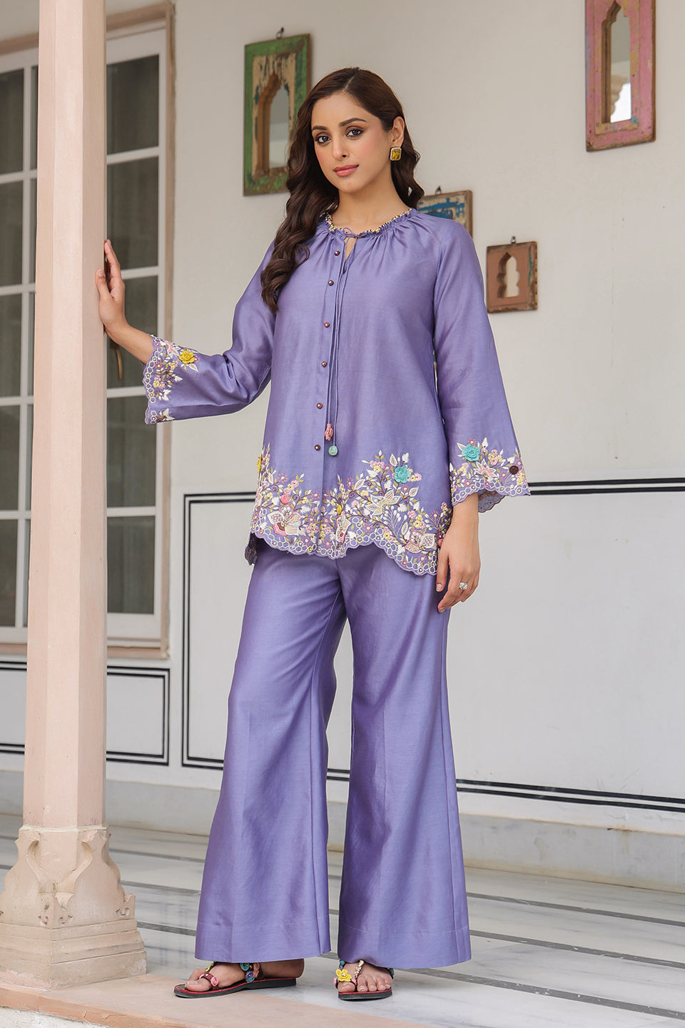 Gulzar Lilac Scallop Co-ord Set