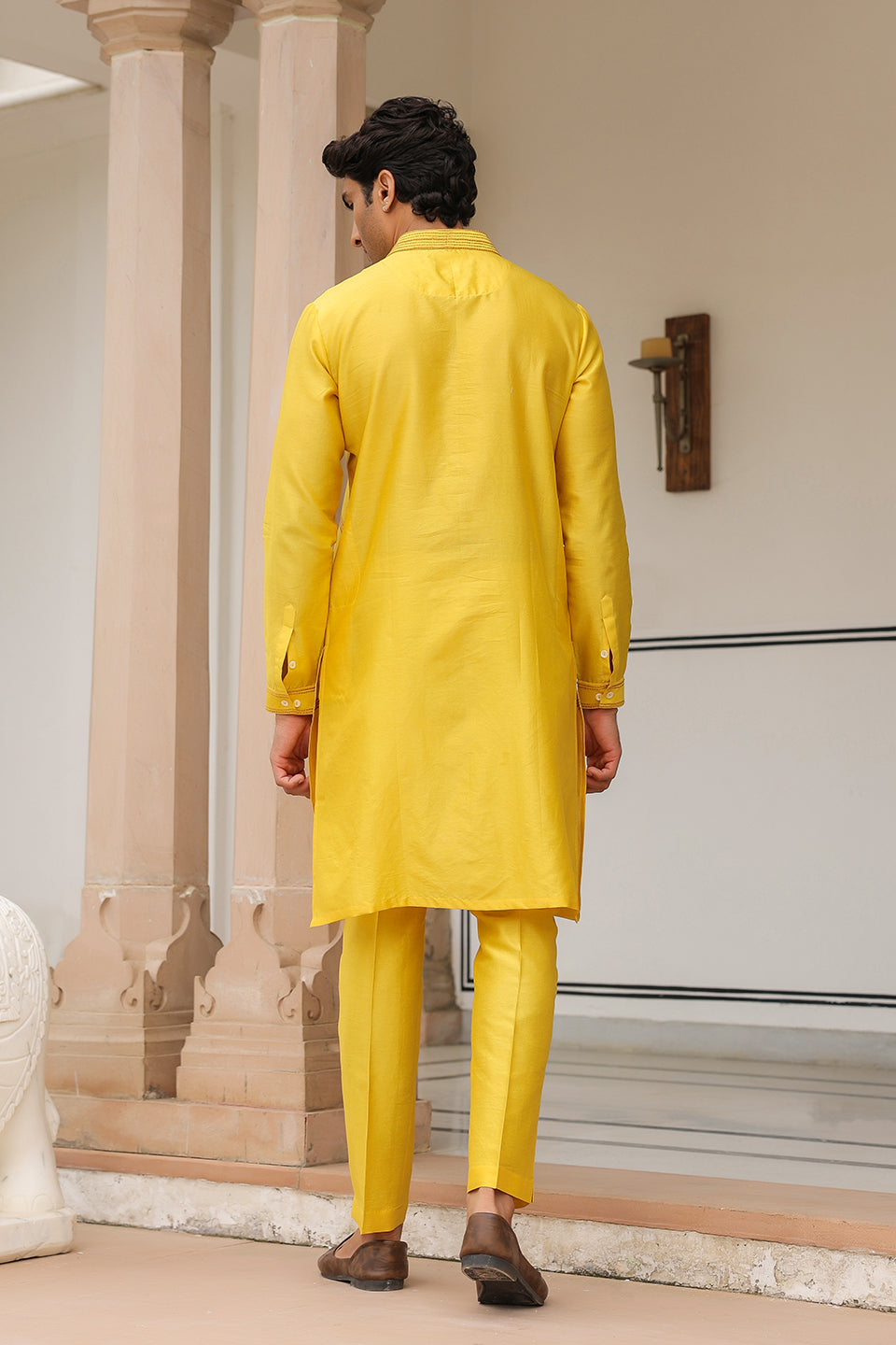 Gulzar Yellow Geometric Embroidered Kurta Set