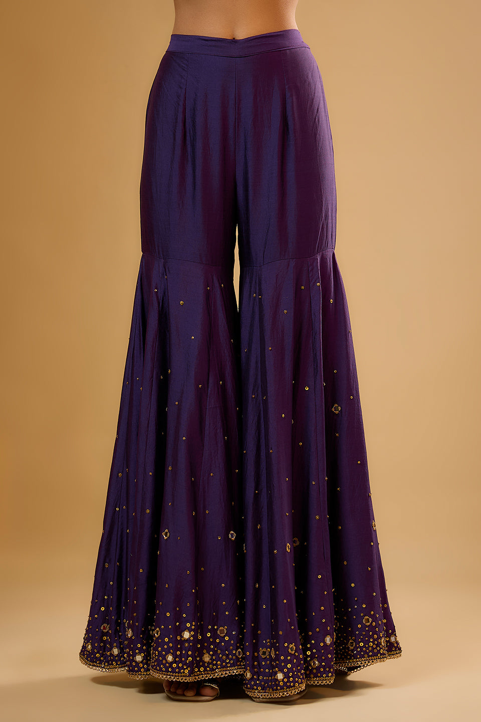 Nazakat Purple Heavy Mirror Work Sharara Set