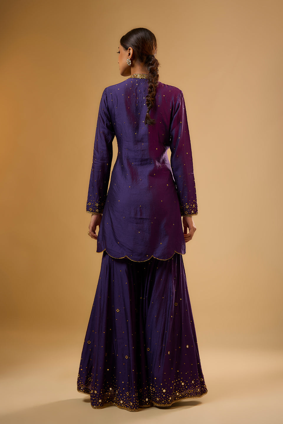 Nazakat Purple Heavy Mirror Work Sharara Set