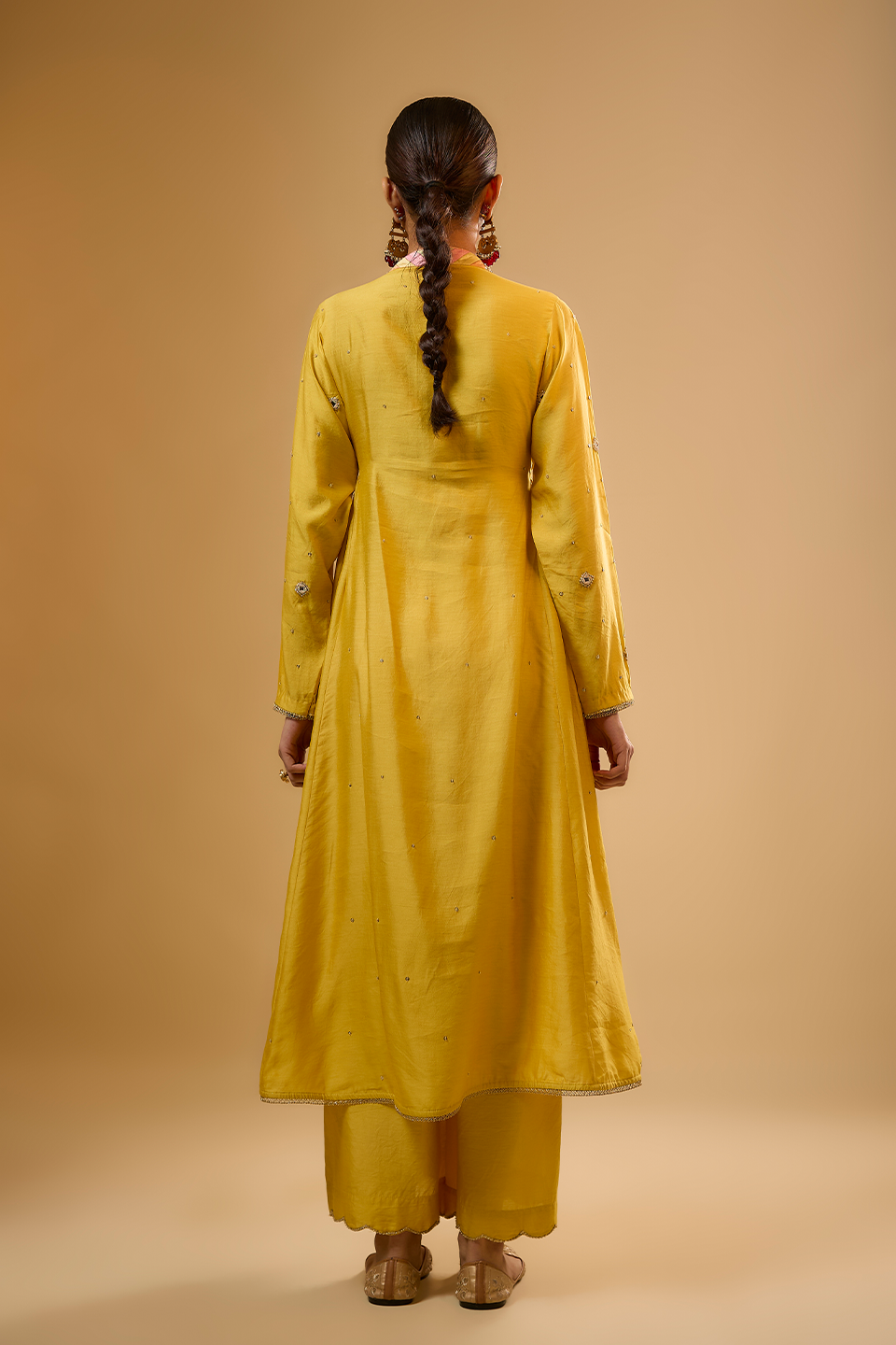 Nazakat Yellow Stripe Yoke Kurta Set