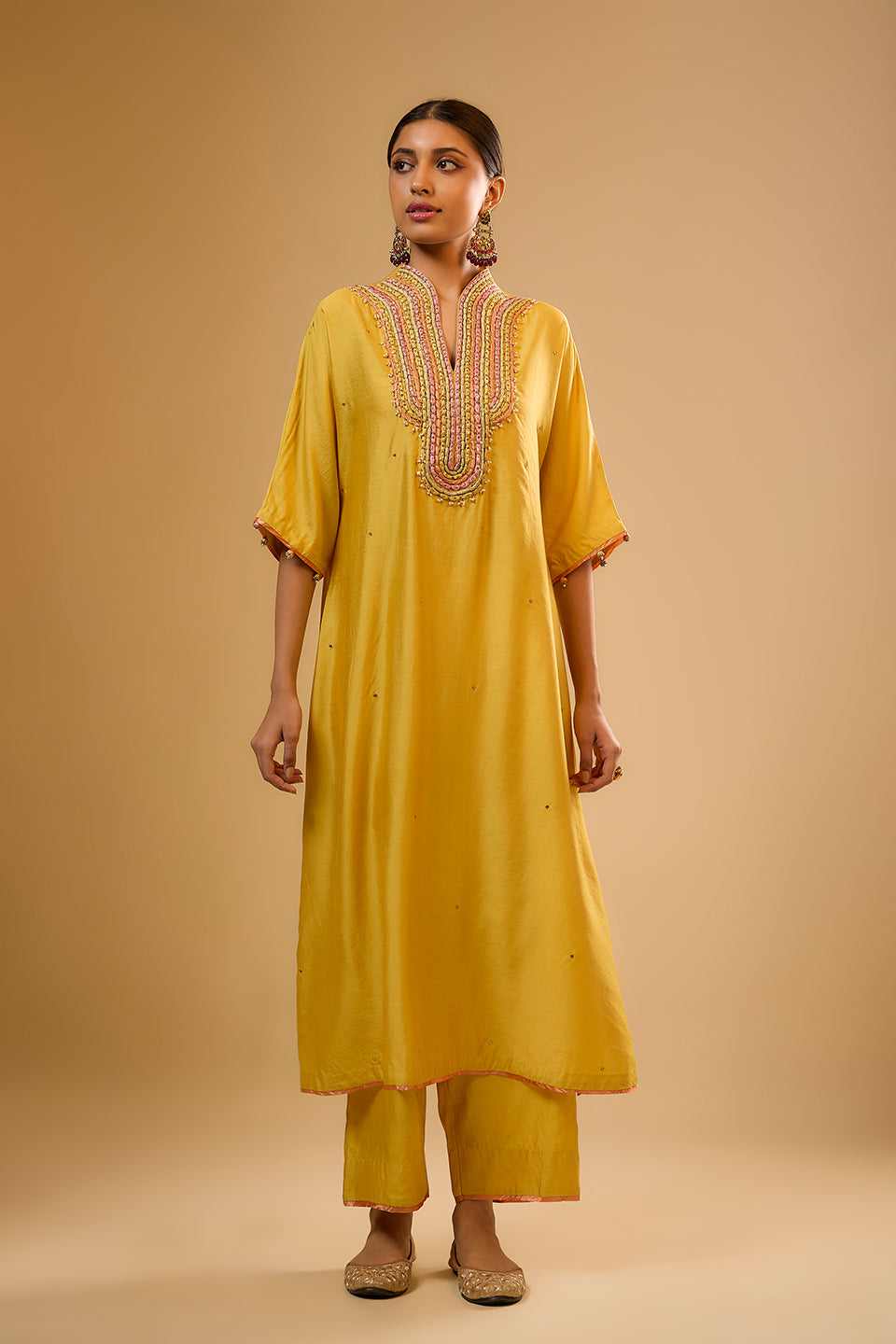 Nazakat Yellow Dori Yoke Kurta Set