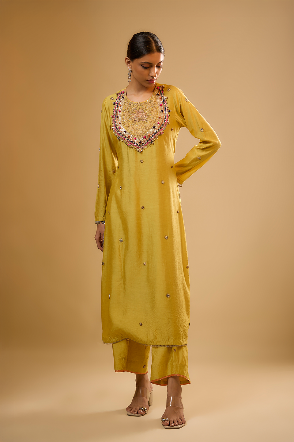 Nazakat Yellow Lotus Yoke Kurta Set
