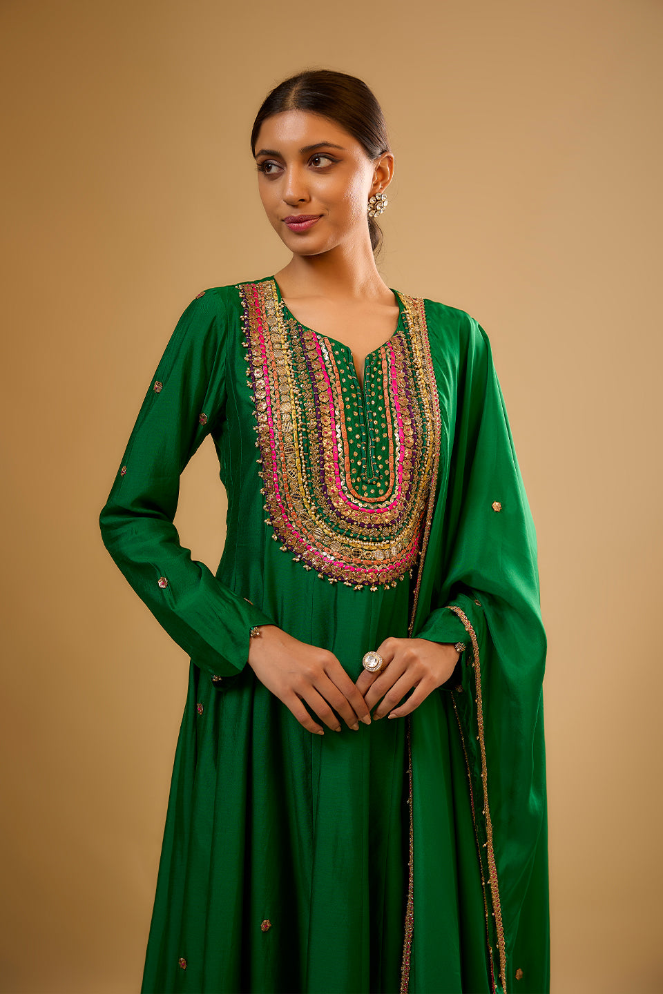 Nazakat Green Kalidaar Set