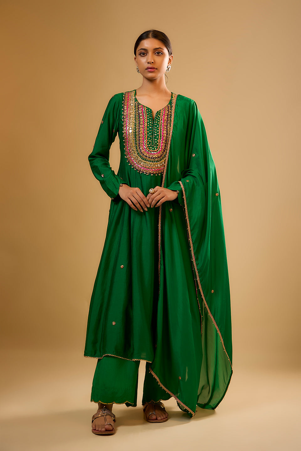 Nazakat Green Kalidaar Set