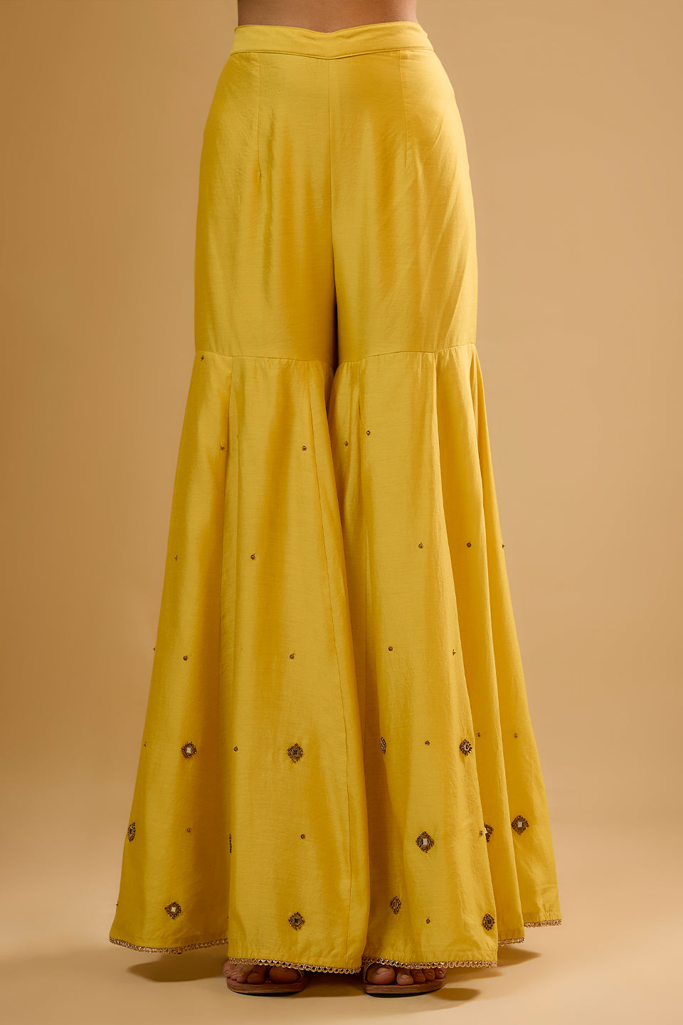 Nazakat Yellow Mirror Work Sharara Set