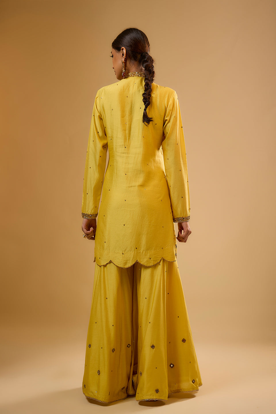 Nazakat Yellow Mirror Work Sharara Set