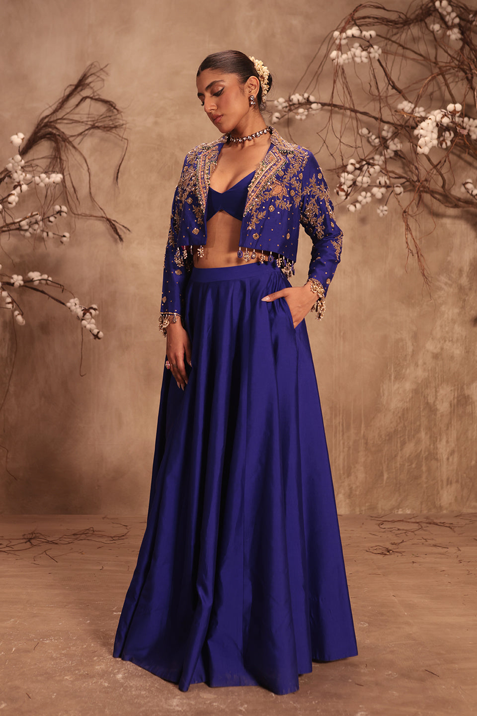 Nazakat Blue Jacket Style Lehenga Set