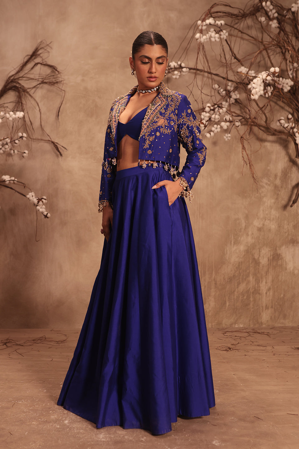 Nazakat Blue Jacket Style Lehenga Set
