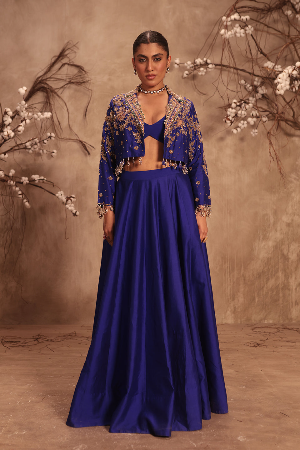 Nazakat Blue Jacket Style Lehenga Set
