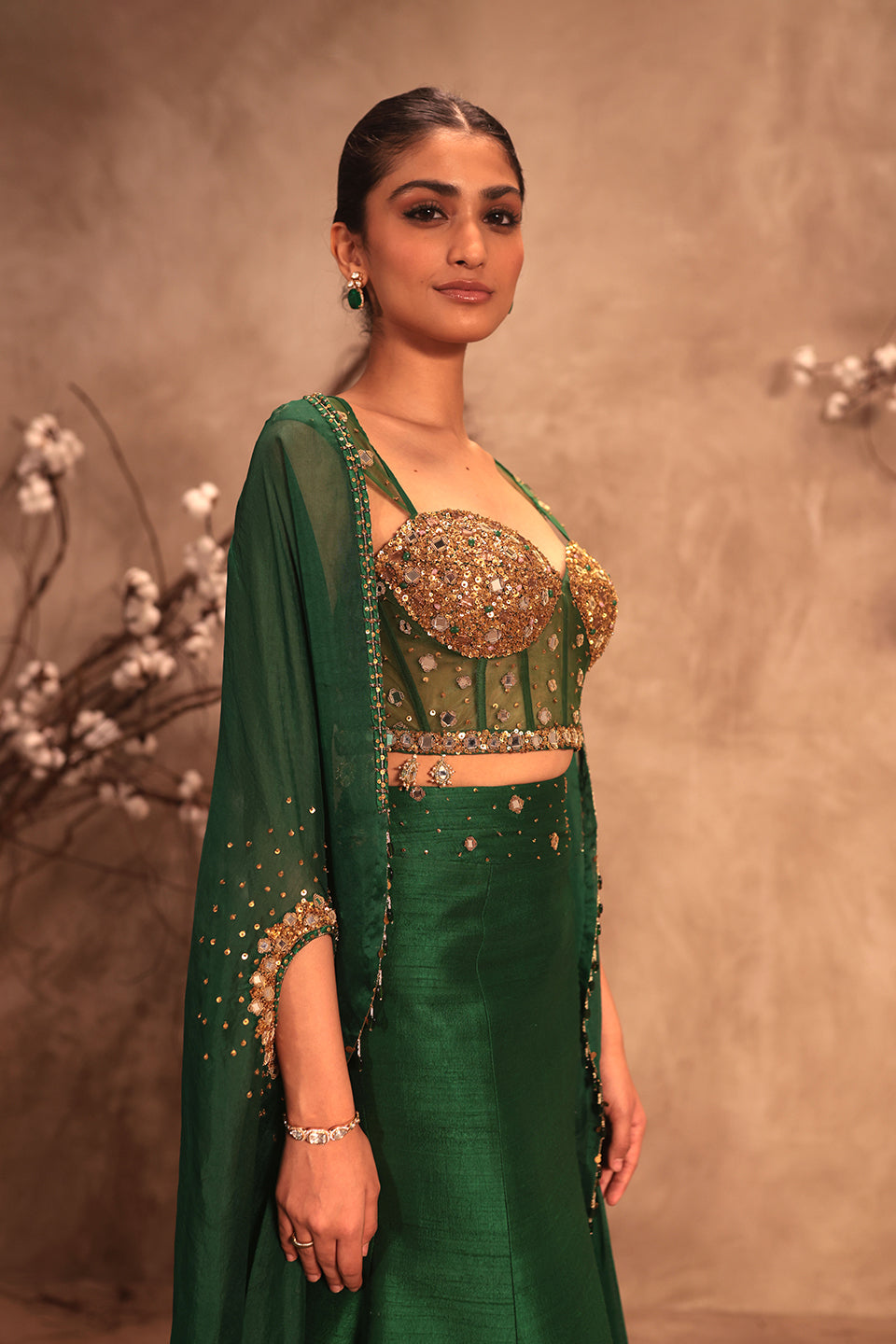 Nazakat Green Cape Style Lehenga Set