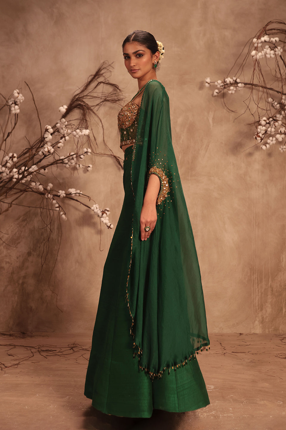 Nazakat Green Cape Style Lehenga Set
