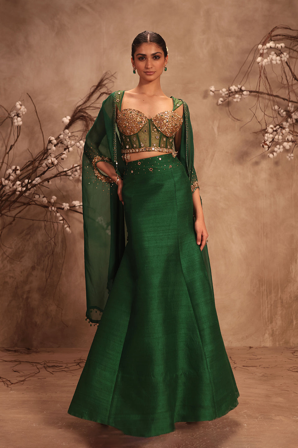 Nazakat Green Cape Style Lehenga Set