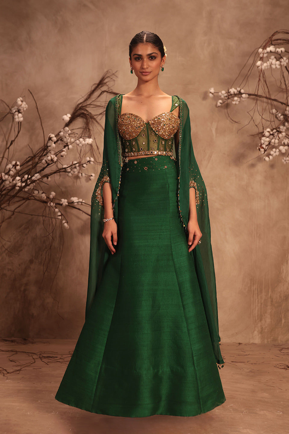 Nazakat Green Cape Style Lehenga Set