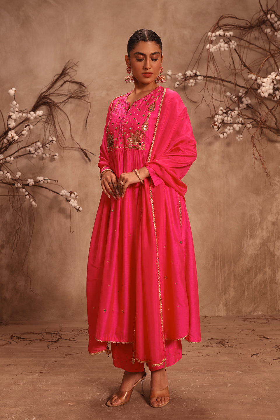 Nazakat Hot Pink Frockstyle Kurta Set