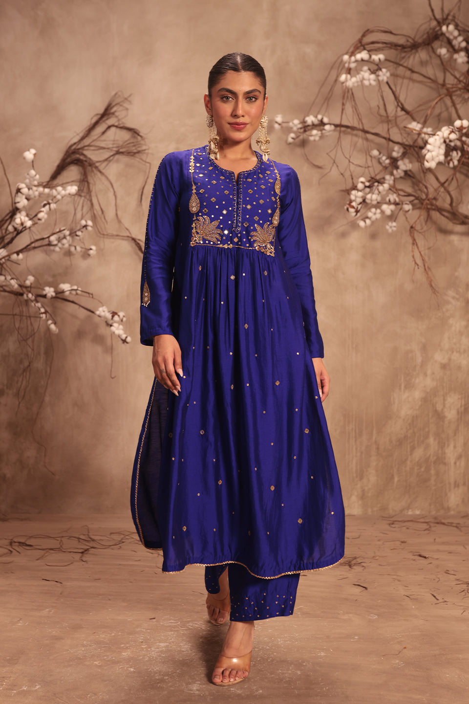 Nazakat Indigo Frockstyle Kurta Set