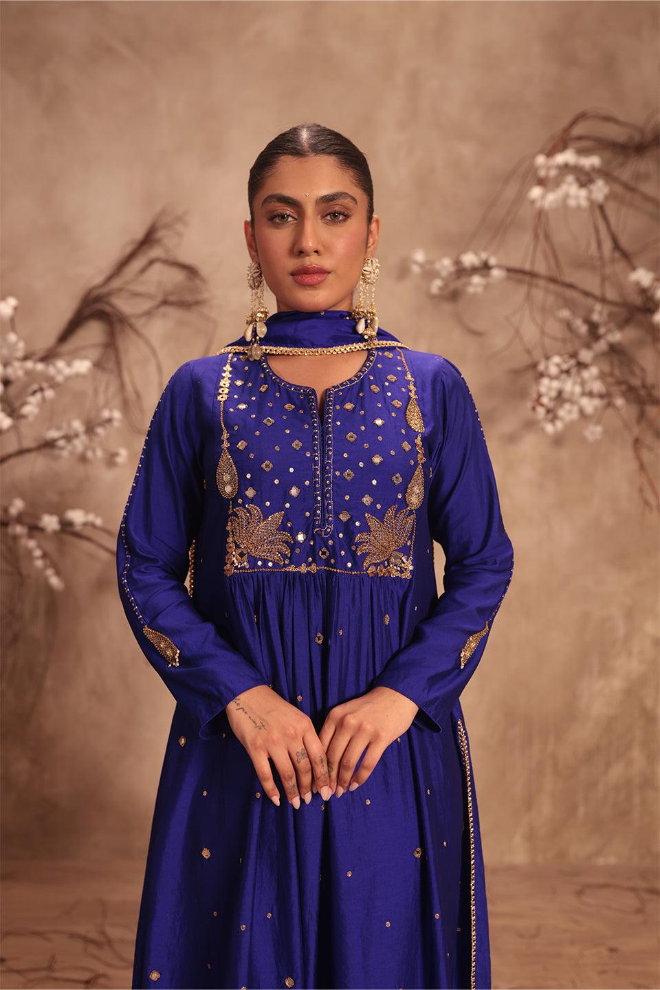 Nazakat Indigo Frockstyle Kurta Set