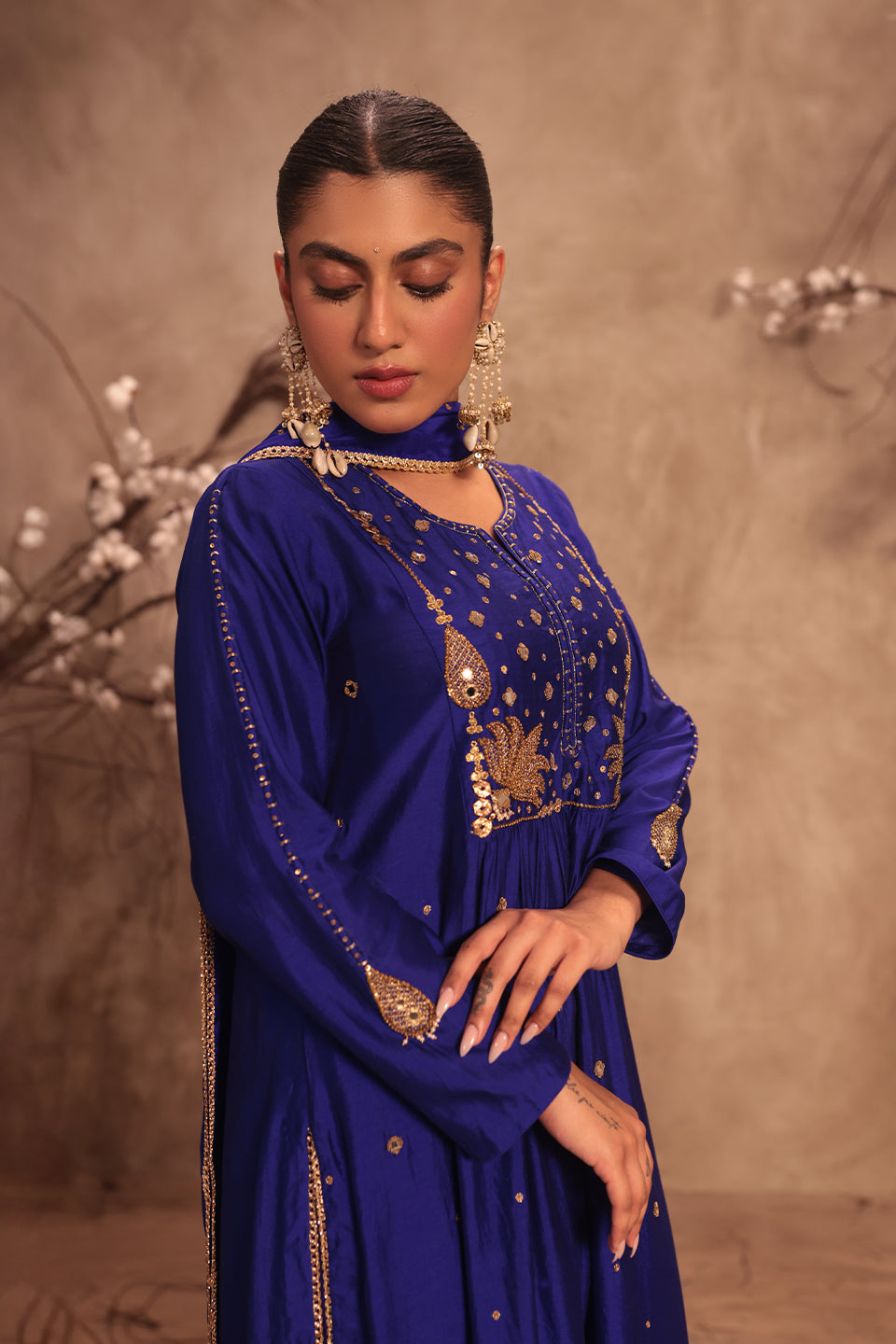 Nazakat Indigo Frockstyle Kurta Set