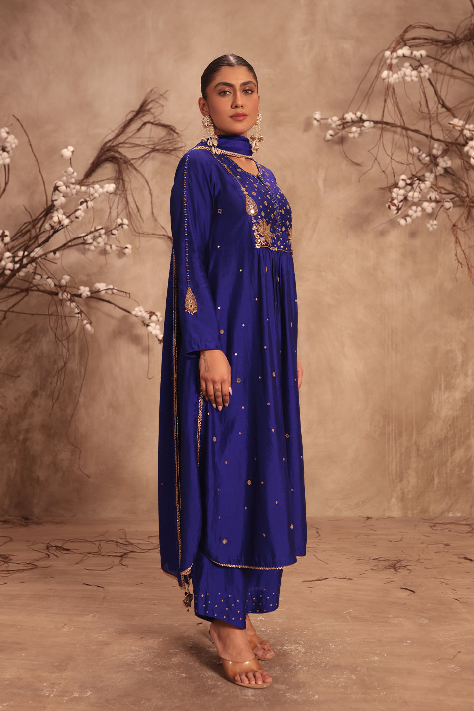 Nazakat Indigo Frockstyle Kurta Set