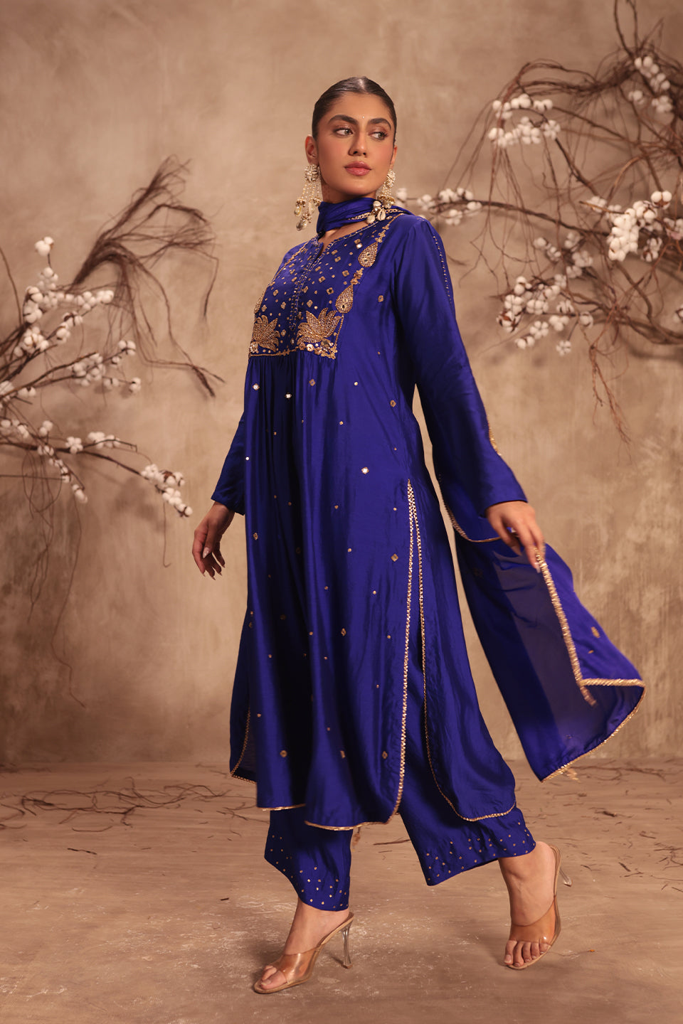 Nazakat Indigo Frockstyle Kurta Set