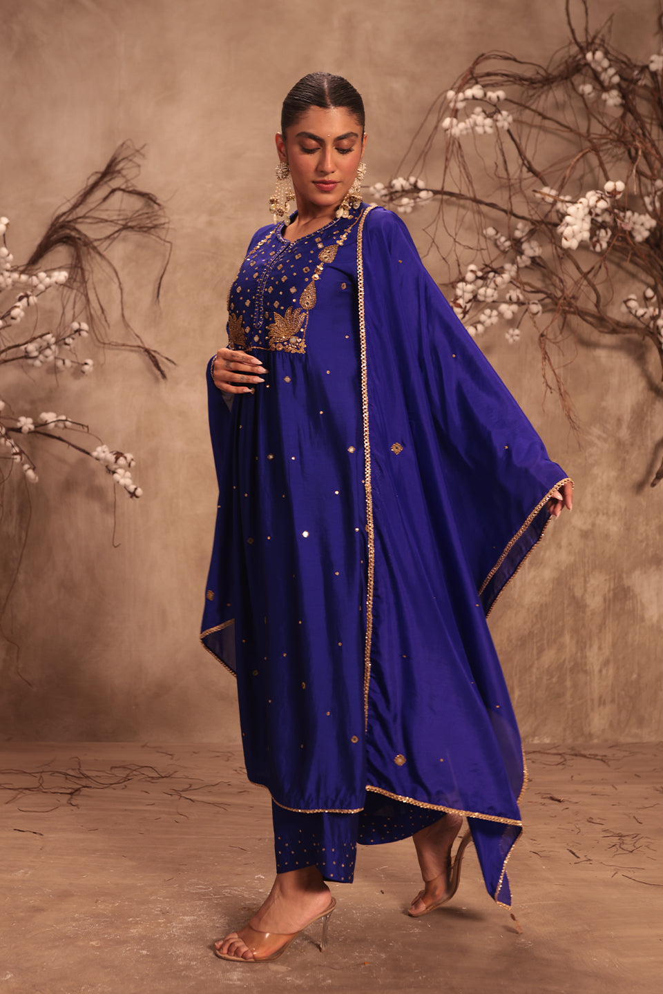 Nazakat Indigo Frockstyle Kurta Set