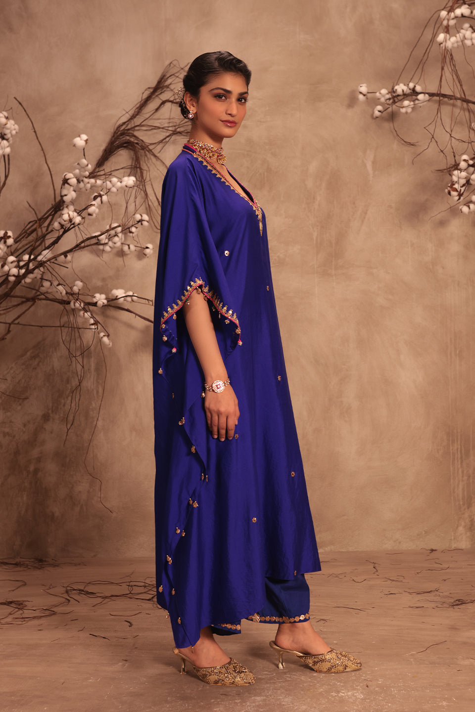 Nazakat Indigo Kaftan Set