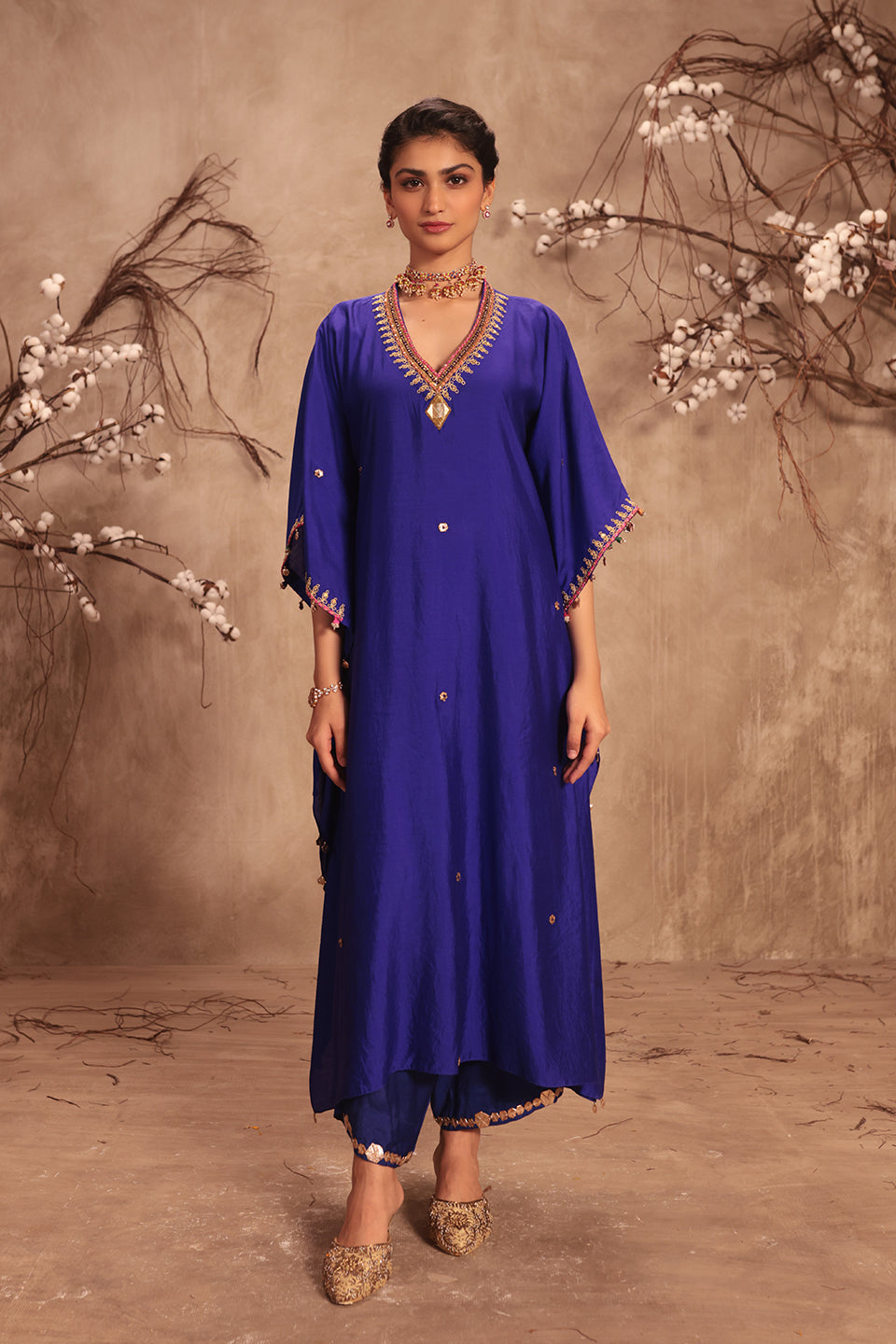 Nazakat Indigo Kaftan Set