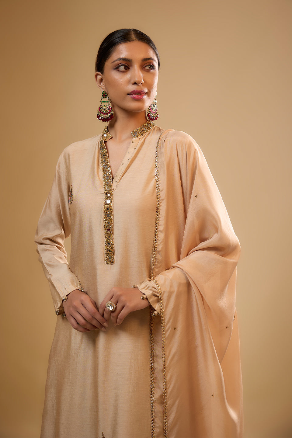 Nazakat Ivory Applique Kurta Set