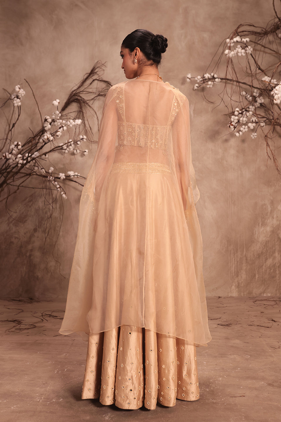 Nazakat Ivory Heavy Cape Style Lehenga Set