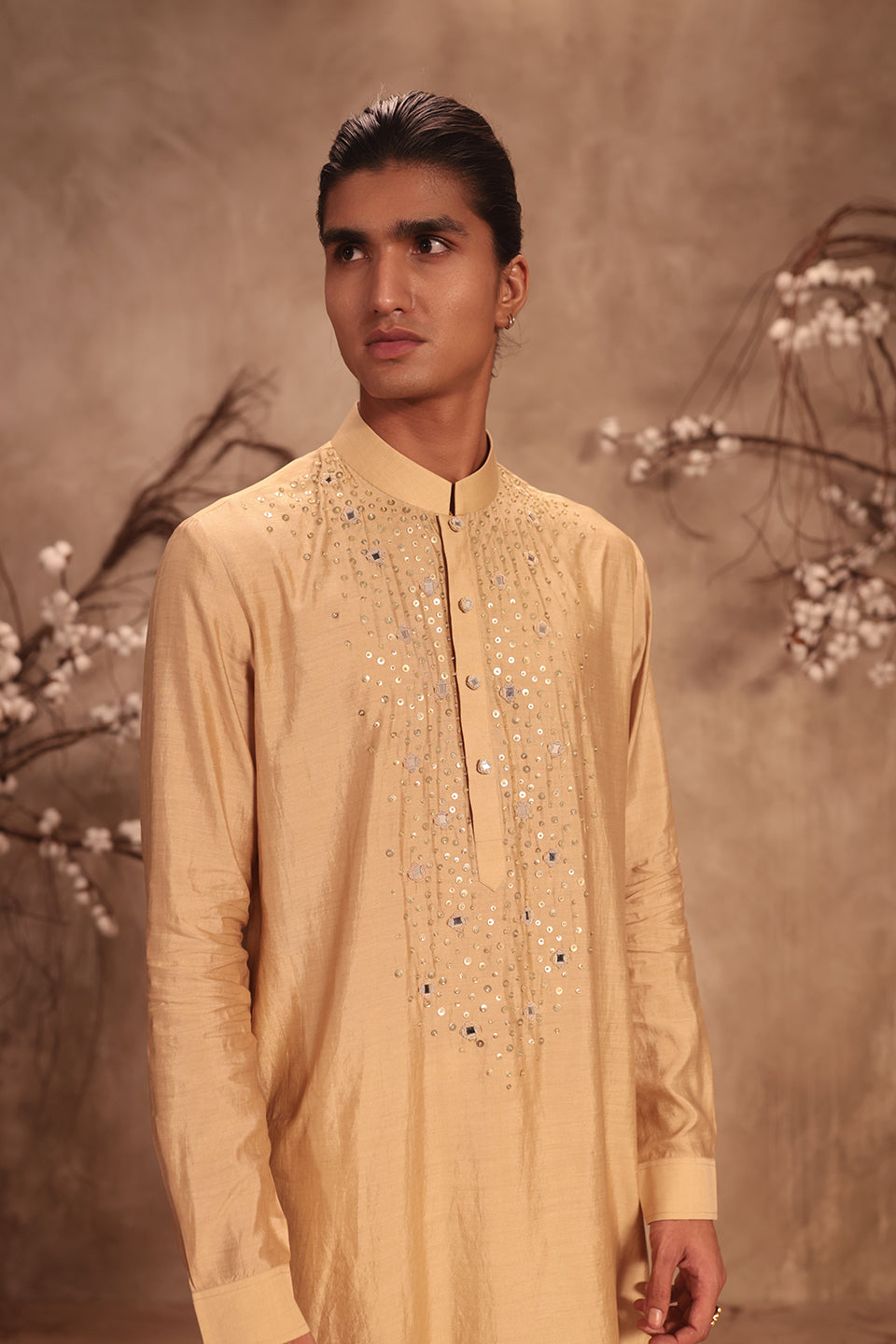 Nazakat Ivory Neckline Embroidered Kurta Set