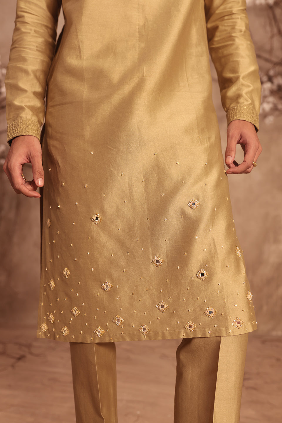 Nazakat Light Green Mirror Butti Kurta Set