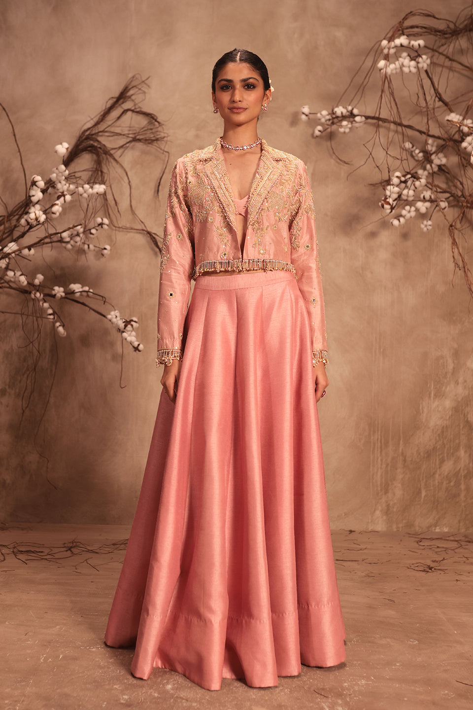 Nazakat Light Pink Jacket Style Lehenga Set