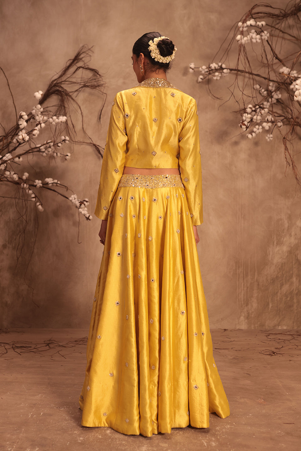 Nazakat Yellow Heavy Jacket Style Lehenga Set