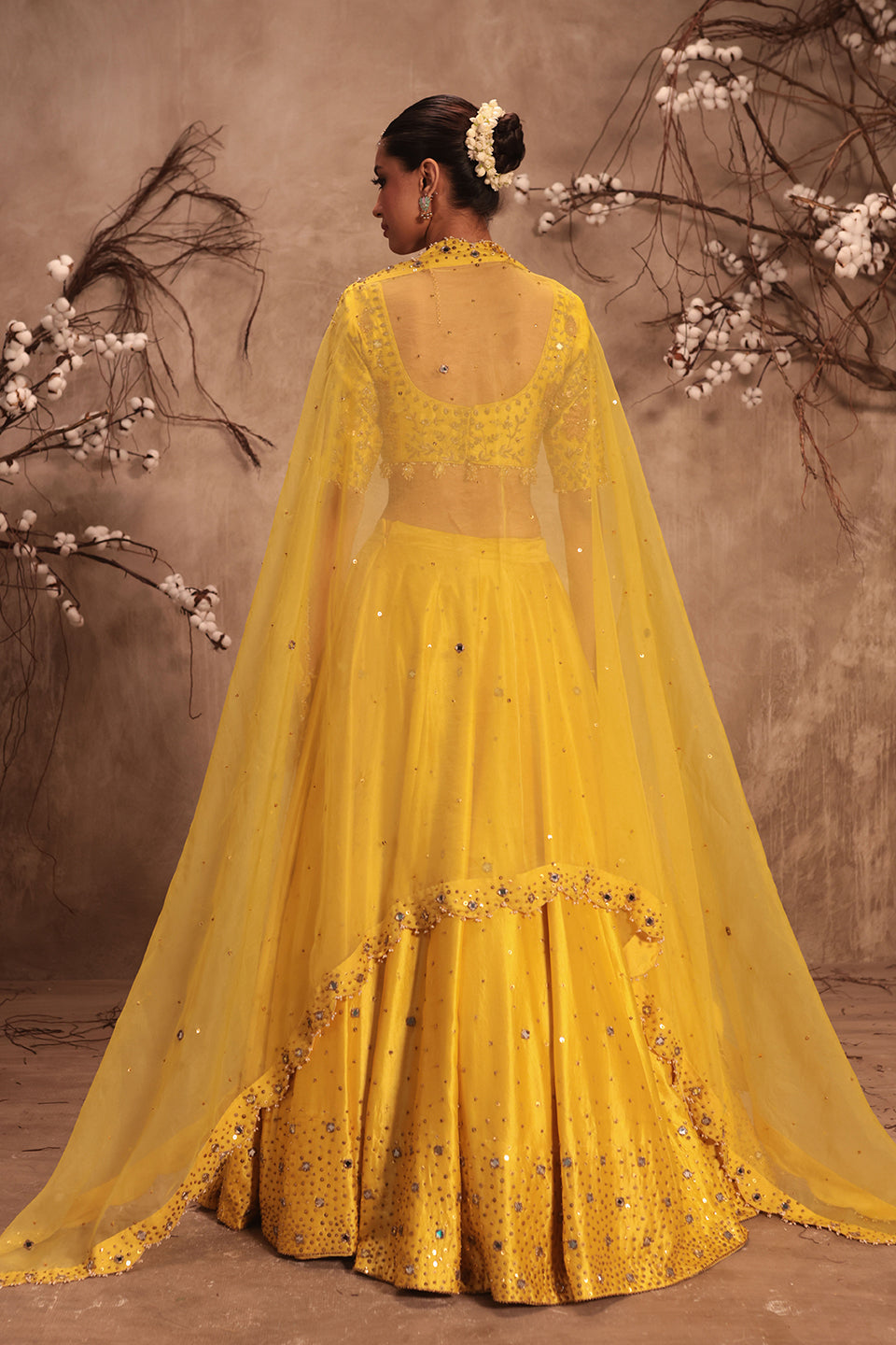 Nazakat Yellow Heavy Mirror work Lehenga Set
