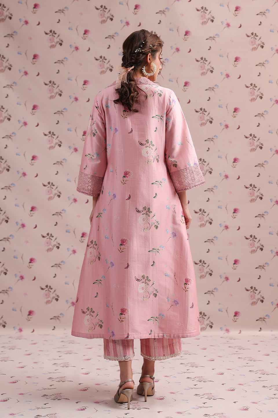 Noor Light Pink Collar Kurta Set