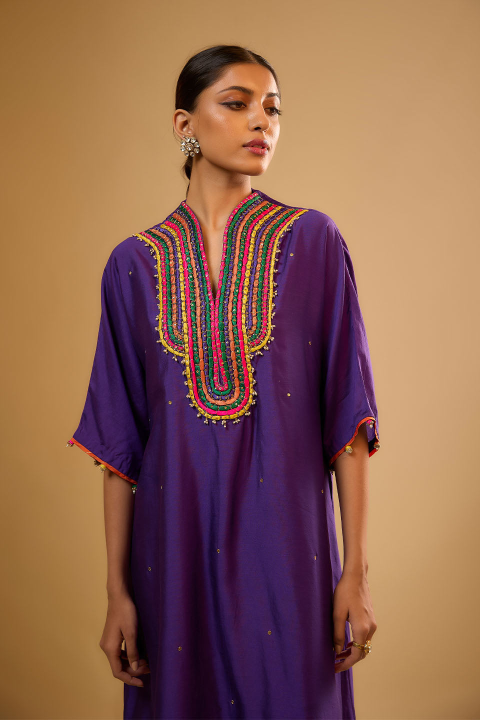 Nazakat Purple Dori Yoke Kurta Set