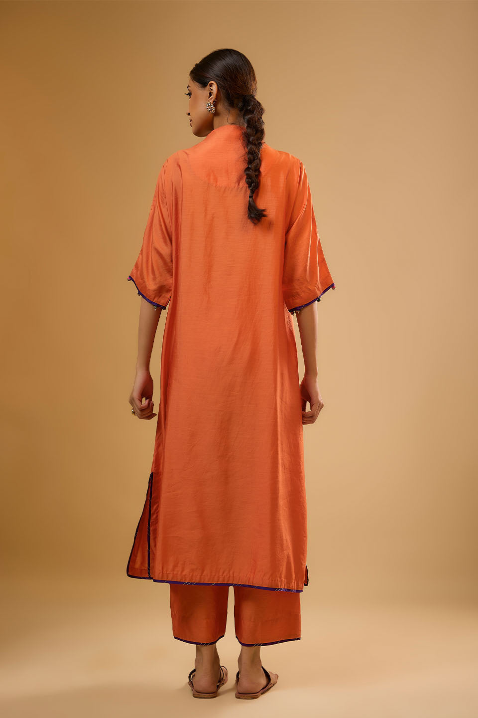 Nazakat Orange Dori Yoke Kurta Set