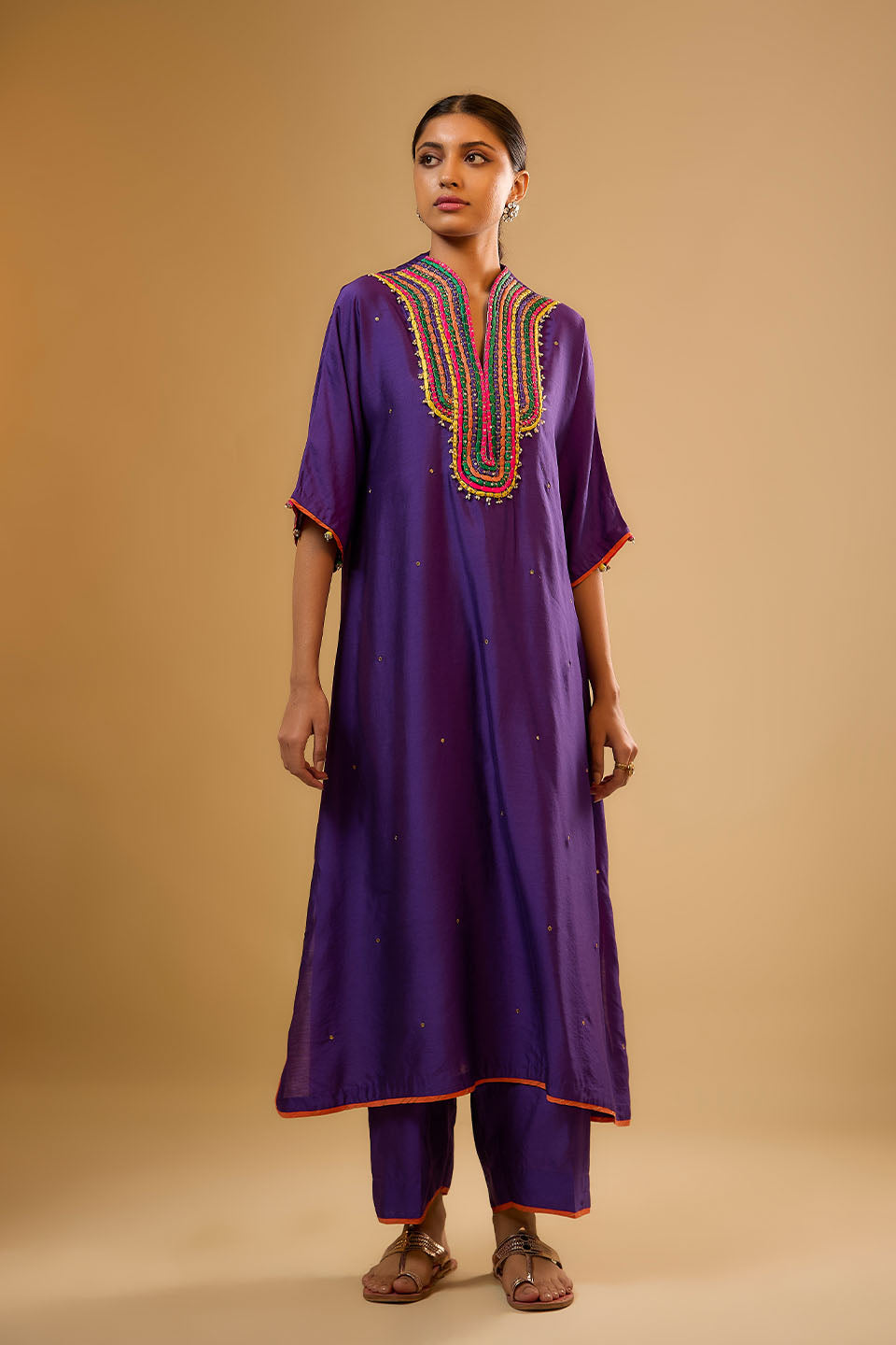 Nazakat Purple Dori Yoke Kurta Set