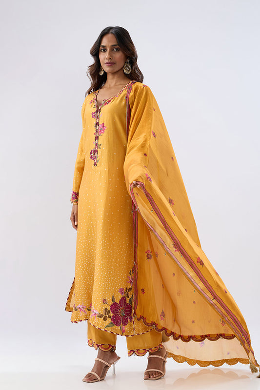 Blossom Yellow Scallop Kurta Set