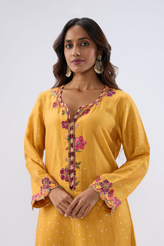 Blossom Yellow Scallop Kurta Set