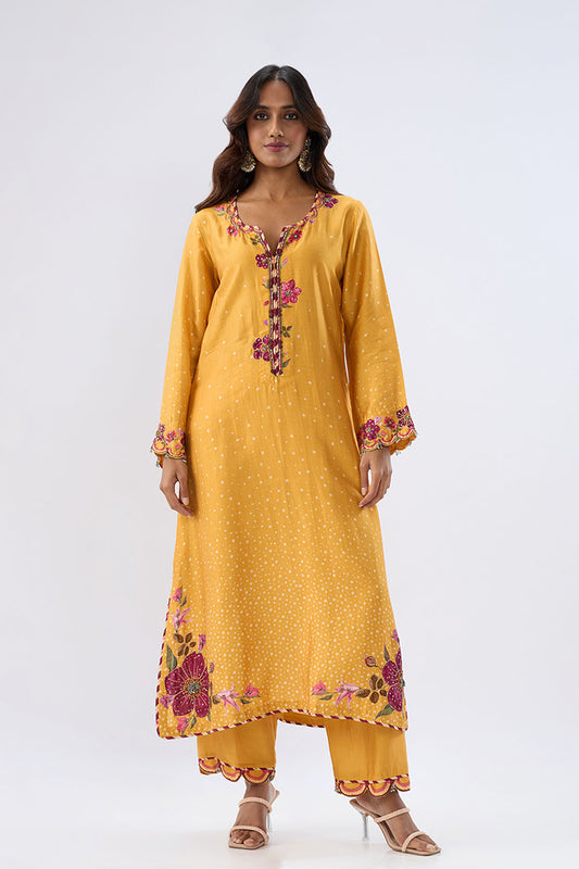 Blossom Yellow Scallop Kurta Set