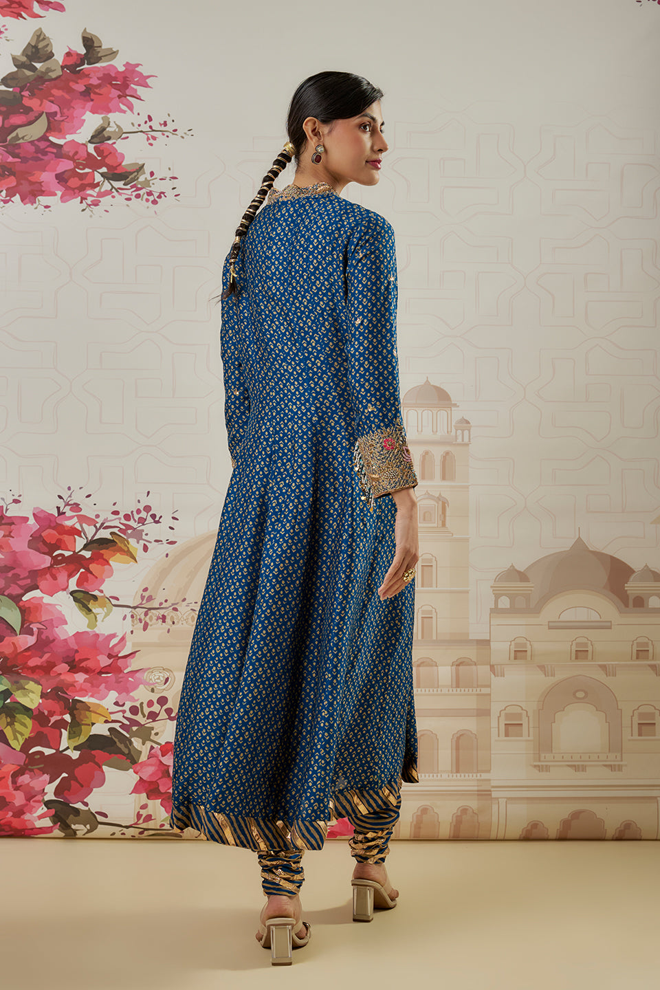 Riwayat Indigo Printed kalidar set