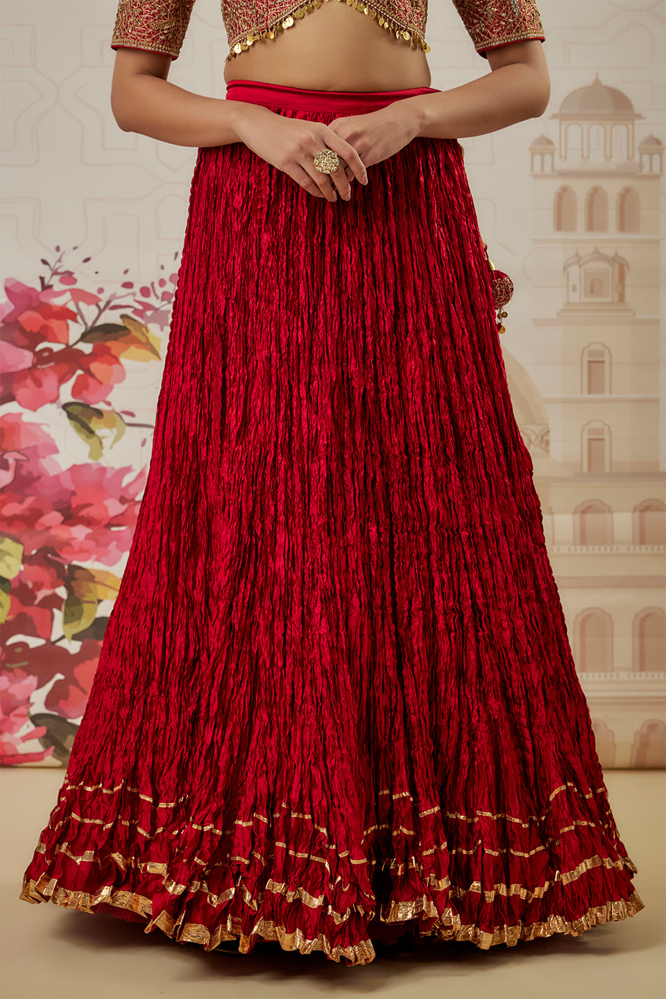 Riwayat Maroon Crushed Lehenga