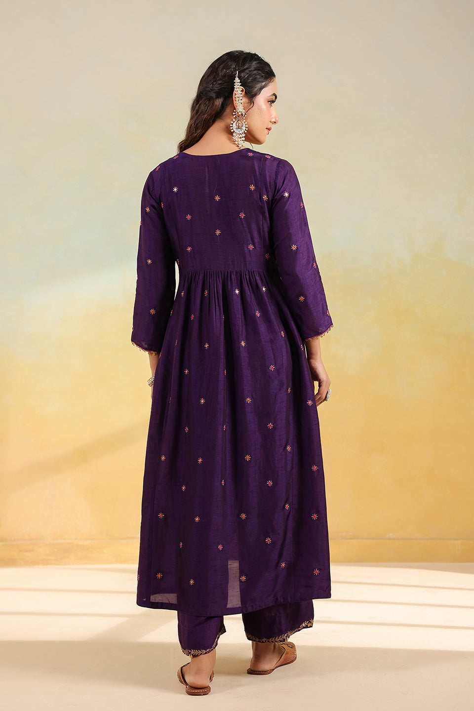 Purple Multicolor Zardozi Frockstyle