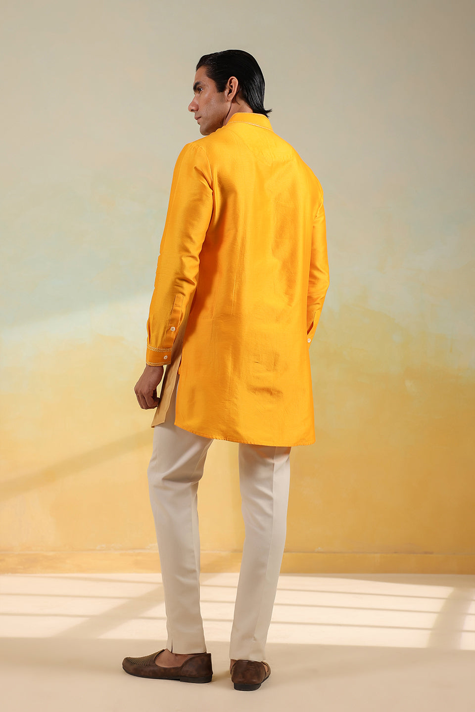 Yellow Ombre Silk Kurta